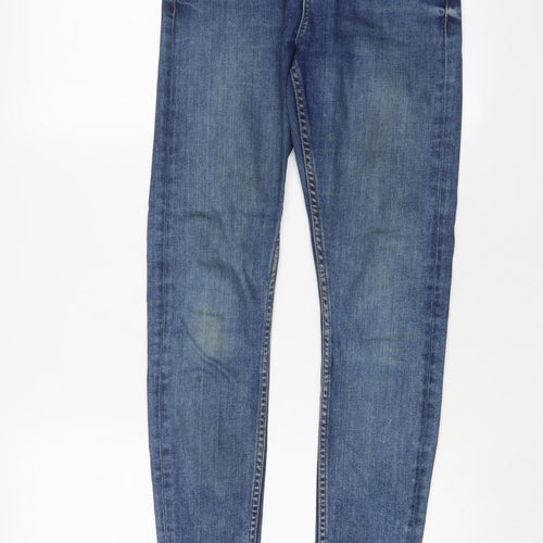Topshop Womens Blue Cotton Skinny Jeans Size 28 in L30 in Regular Zip