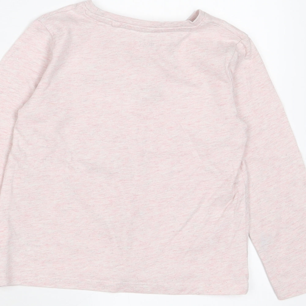 NEXT Girls Pink Cotton Basic T-Shirt Size 2-3 Years Crew Neck Pullover