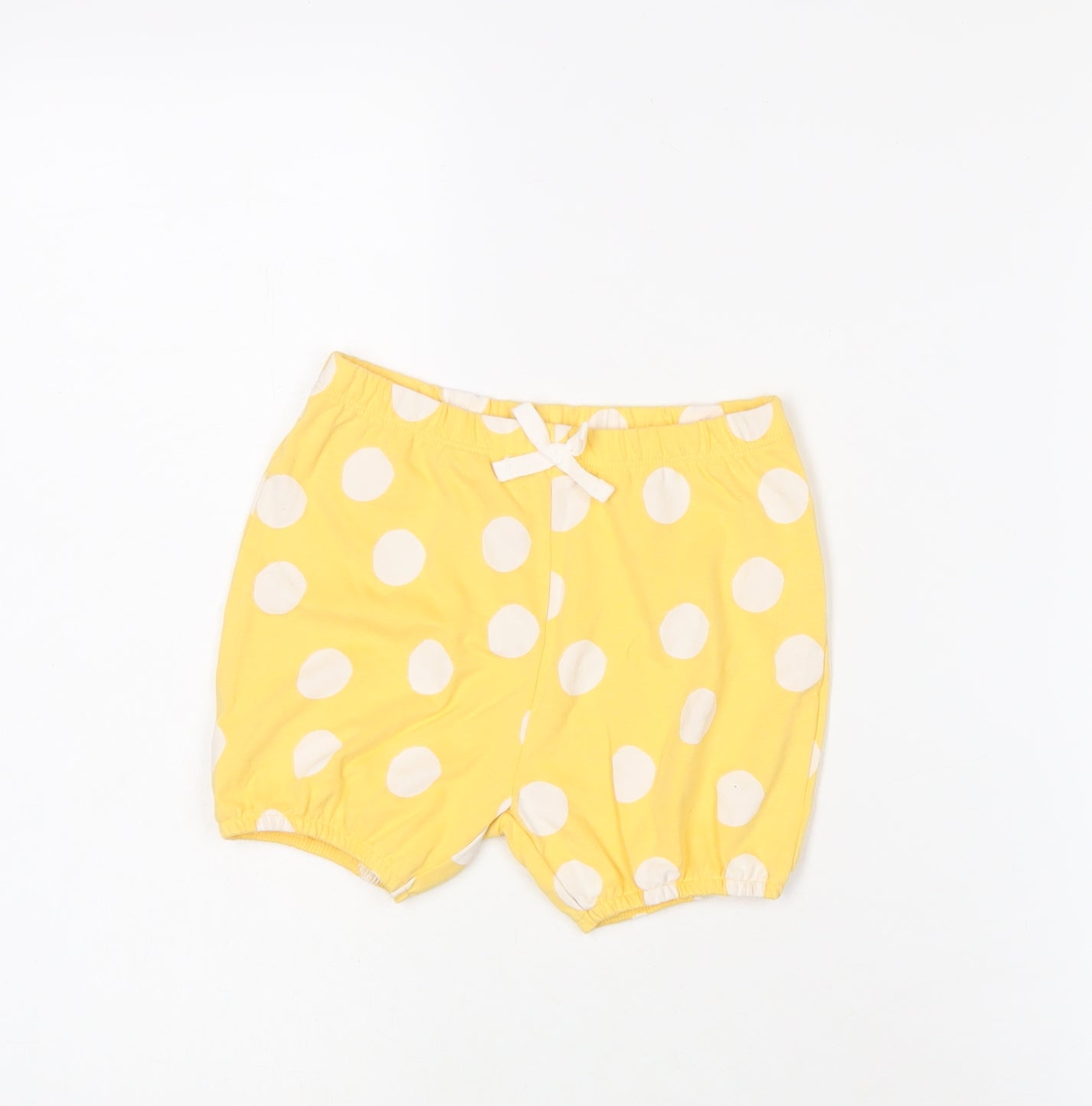 Marks and Spencer Girls Yellow Polka Dot Cotton Sweat Shorts Size 2-3 Years Regular