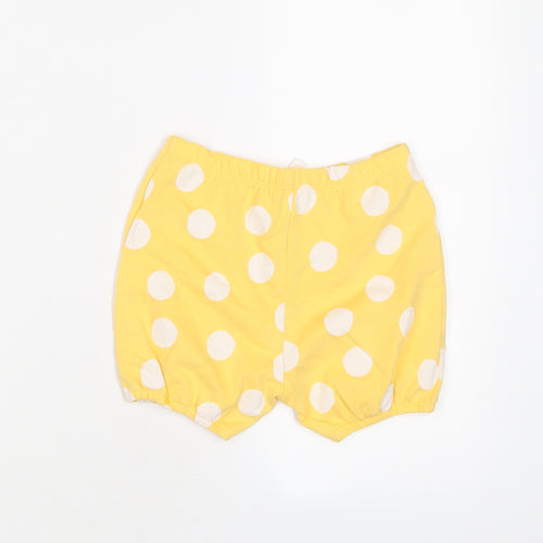 Marks and Spencer Girls Yellow Polka Dot Cotton Sweat Shorts Size 2-3 Years Regular