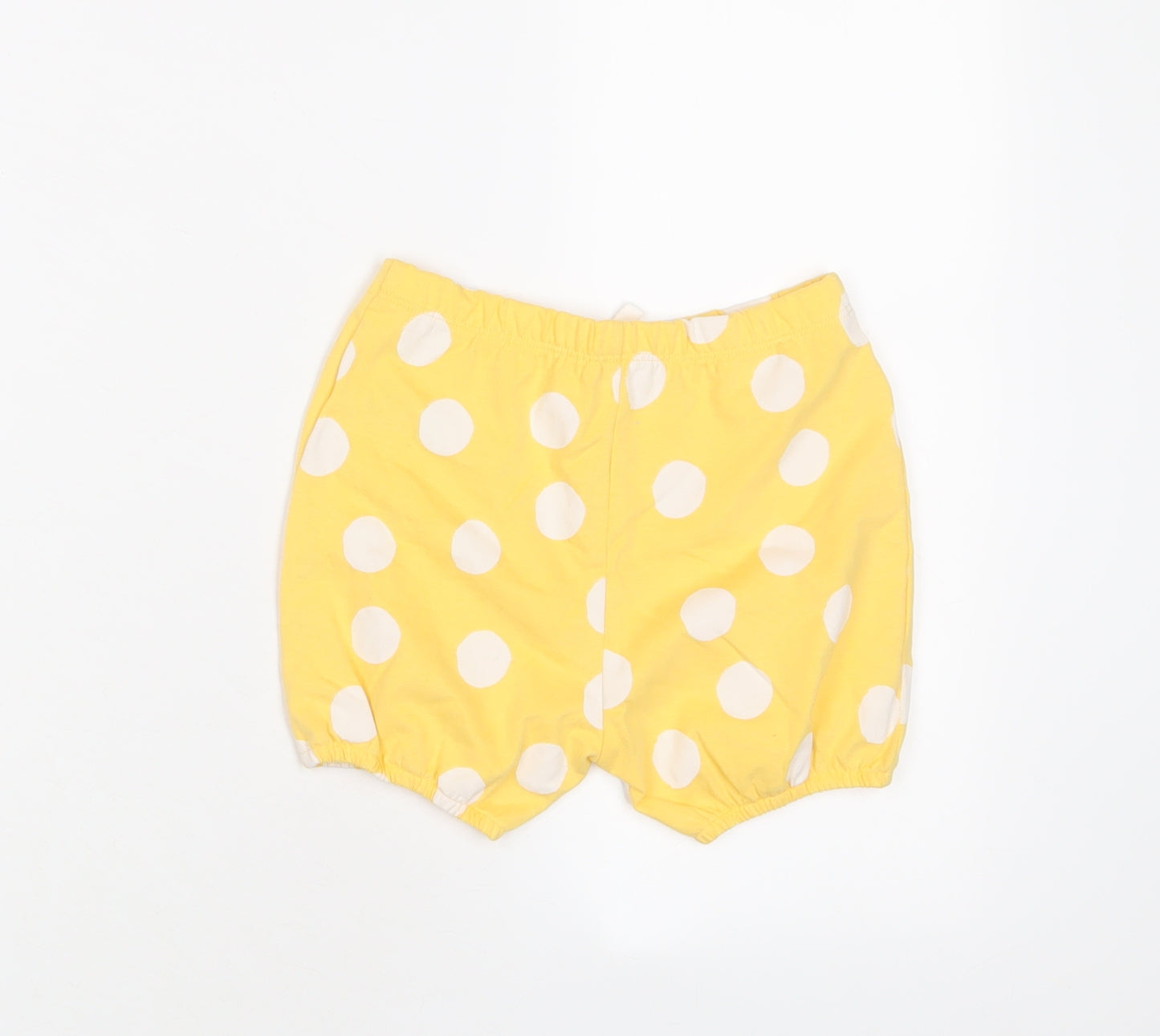 Marks and Spencer Girls Yellow Polka Dot Cotton Sweat Shorts Size 2-3 Years Regular