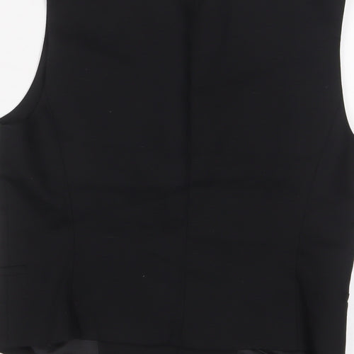 Zara Mens Black Striped Polyester Jacket Suit Waistcoat Size S Regular