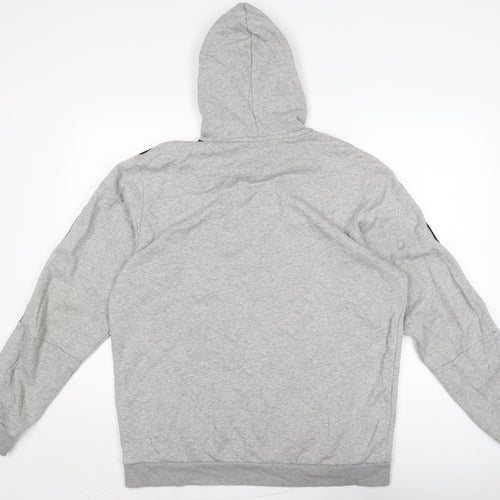 adidas Mens Grey Cotton Pullover Hoodie Size L