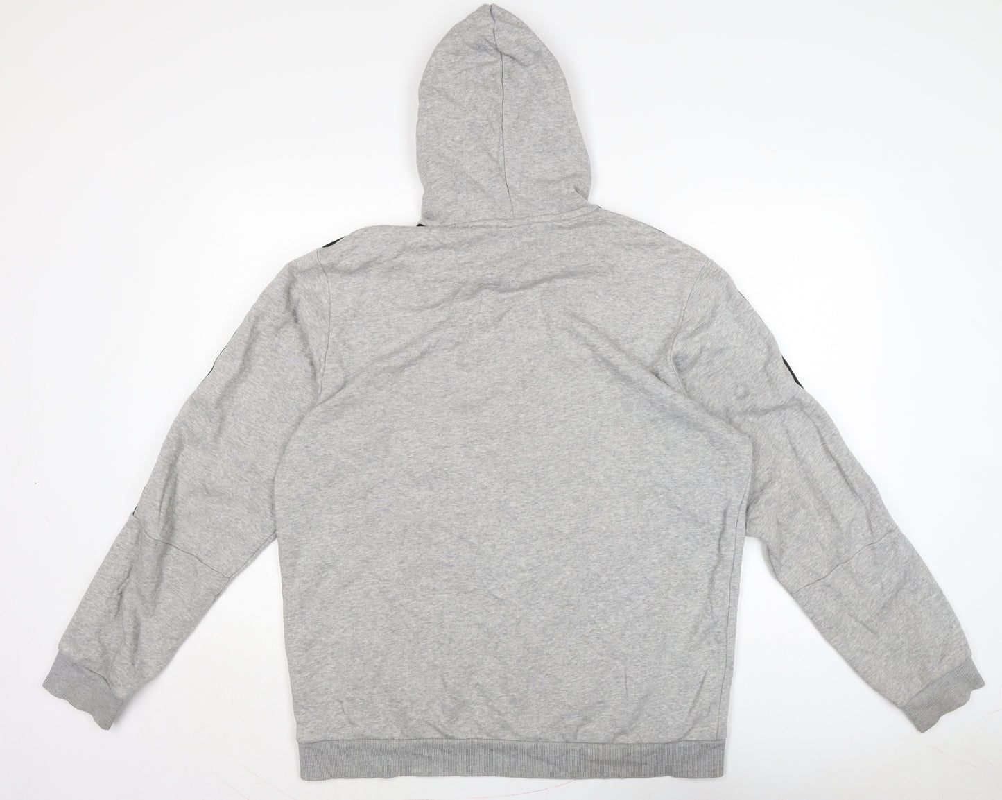 adidas Mens Grey Cotton Pullover Hoodie Size L