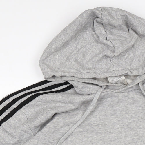 adidas Mens Grey Cotton Pullover Hoodie Size L