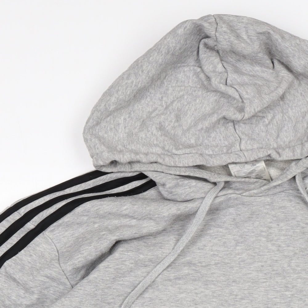 adidas Mens Grey Cotton Pullover Hoodie Size L