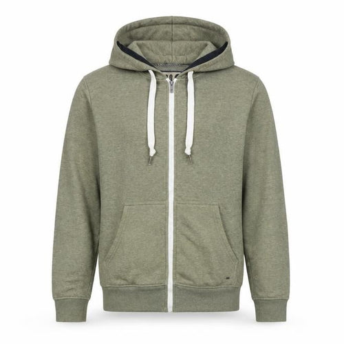 contemporary Mens Green Cotton Full Zip Hoodie Size S
