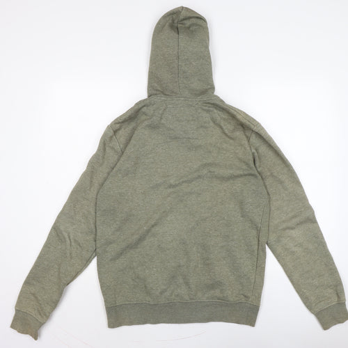 contemporary Mens Green Cotton Full Zip Hoodie Size S