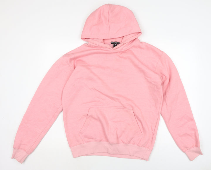 PRETTYLITTLETHING Womens Pink Cotton Pullover Hoodie Size S