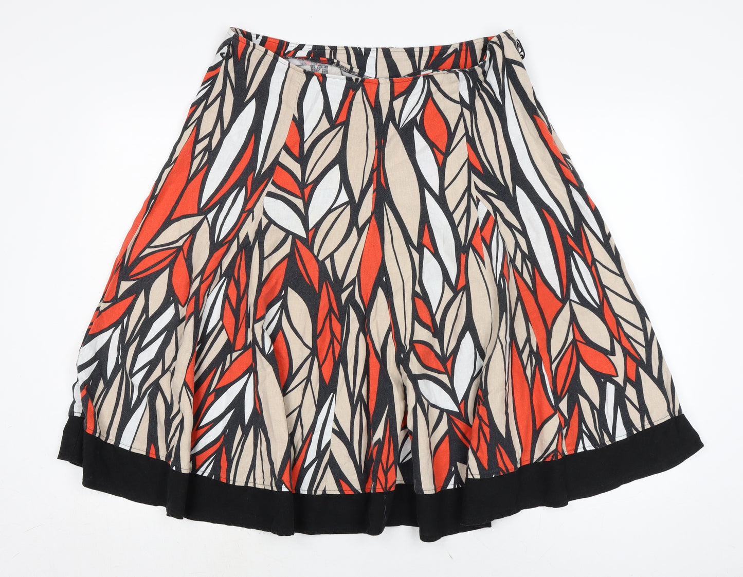 Marks and Spencer Womens Multicoloured Linen Flare Skirt Size 14 Regular Zip