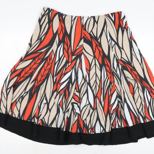 Marks and Spencer Womens Multicoloured Linen Flare Skirt Size 14 Regular Zip