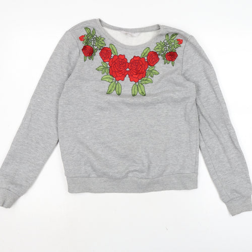 Red Herring Womens Grey Cotton Pullover Sweatshirt Size 8