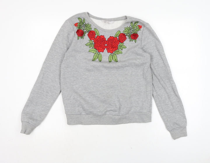 Red Herring Womens Grey Cotton Pullover Sweatshirt Size 8