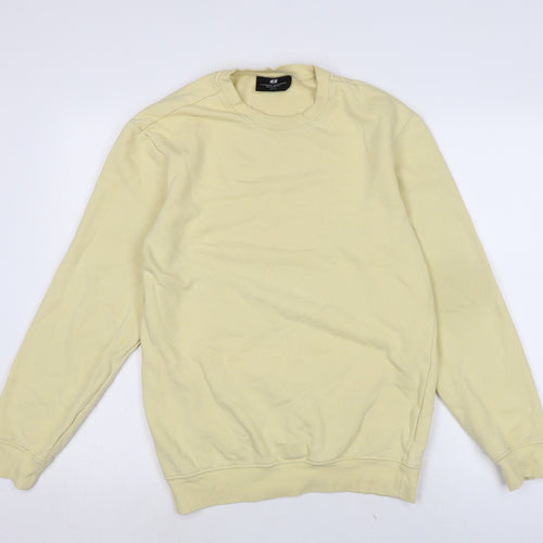 H&M Womens Yellow Cotton Pullover Sweatshirt Size XS