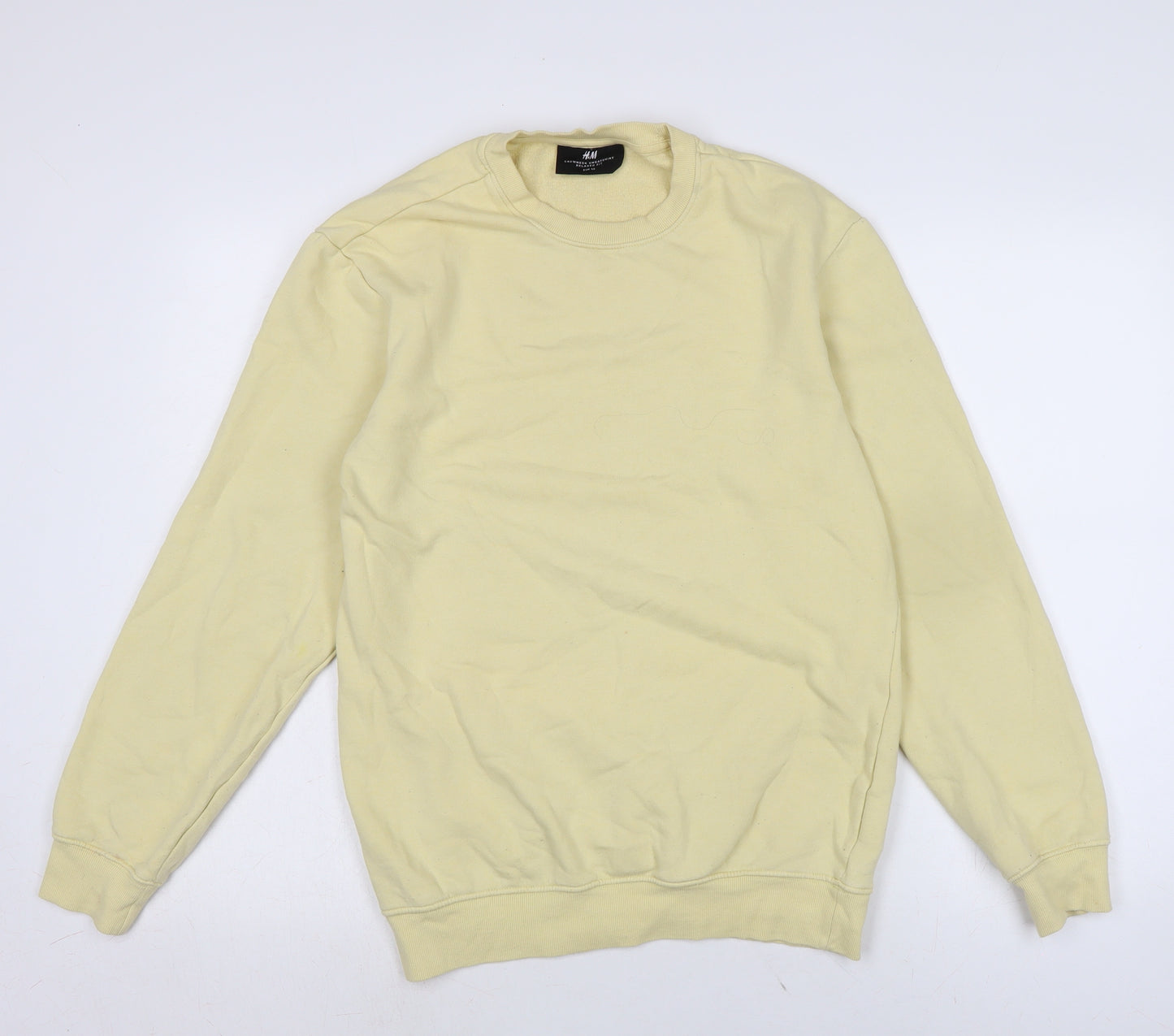 H&M Womens Yellow Cotton Pullover Sweatshirt Size XS