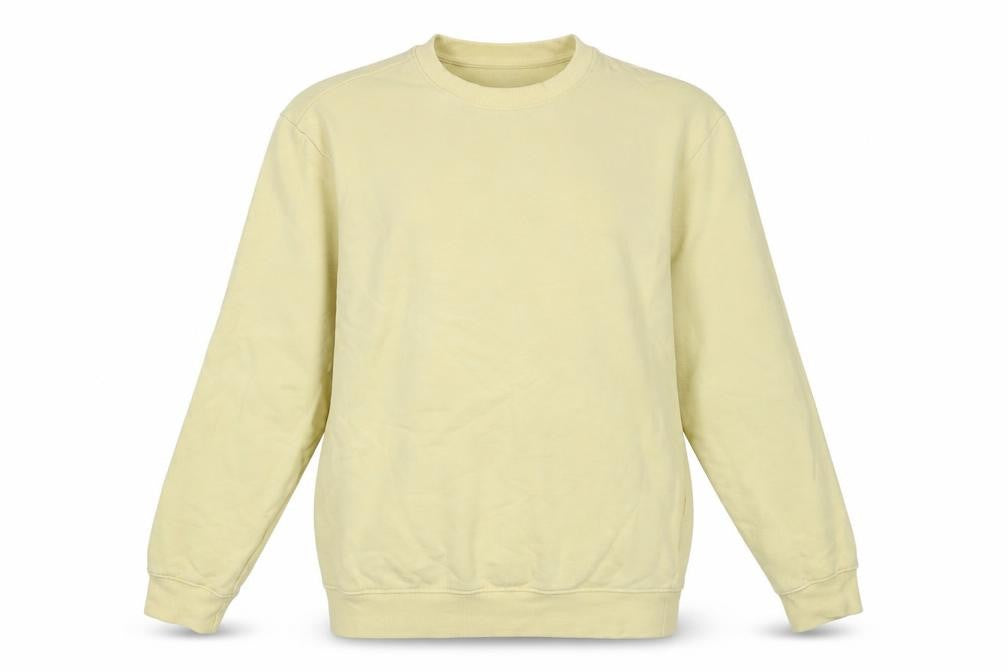 Front view of H&M women’s yellow cotton pullover sweatshirt, size XS
