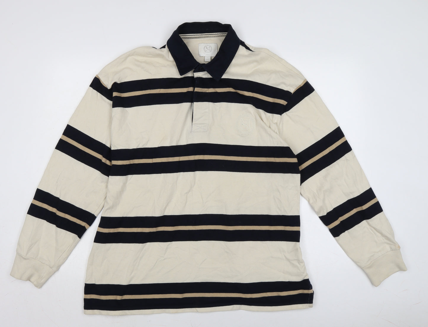 Marks and Spencer Mens Ivory Cotton Polo Size XL Collared