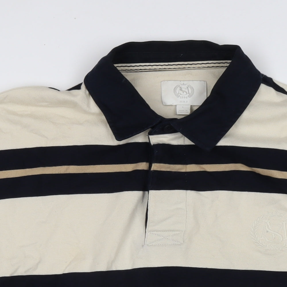 Marks and Spencer Mens Ivory Cotton Polo Size XL Collared
