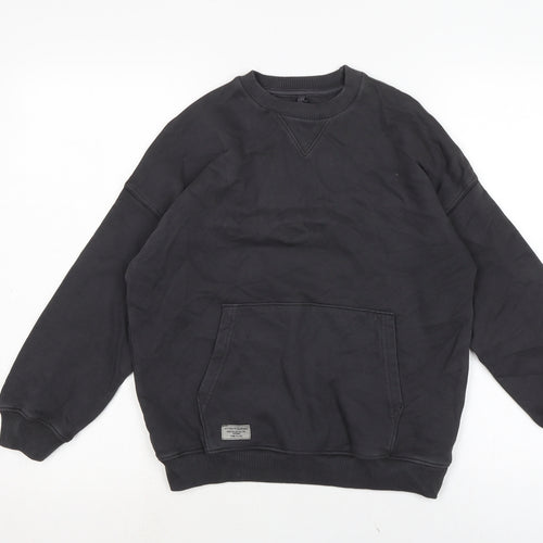 Marks and Spencer Boys Grey Houndstooth Cotton Pullover Sweatshirt Size 9-10 Years