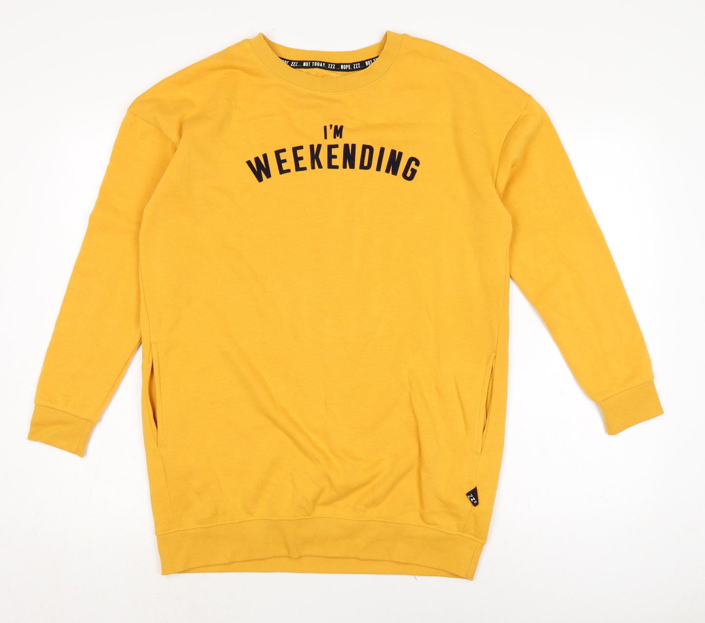 love toi lounge Womens Yellow Cotton Pullover Sweatshirt Size 8