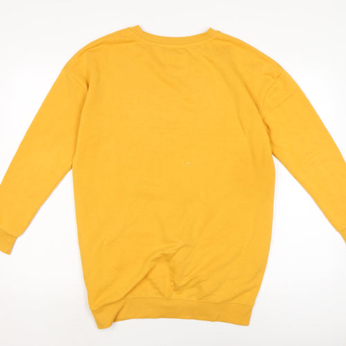 love toi lounge Womens Yellow Cotton Pullover Sweatshirt Size 8