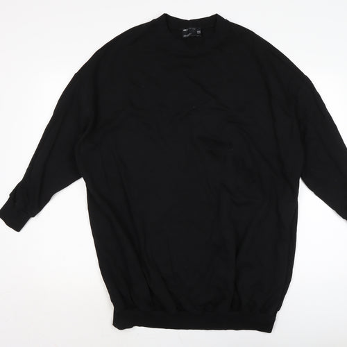 ASOS Womens Black Cotton Jumper Dress Size 10 Crew Neck