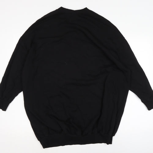 ASOS Womens Black Cotton Jumper Dress Size 10 Crew Neck