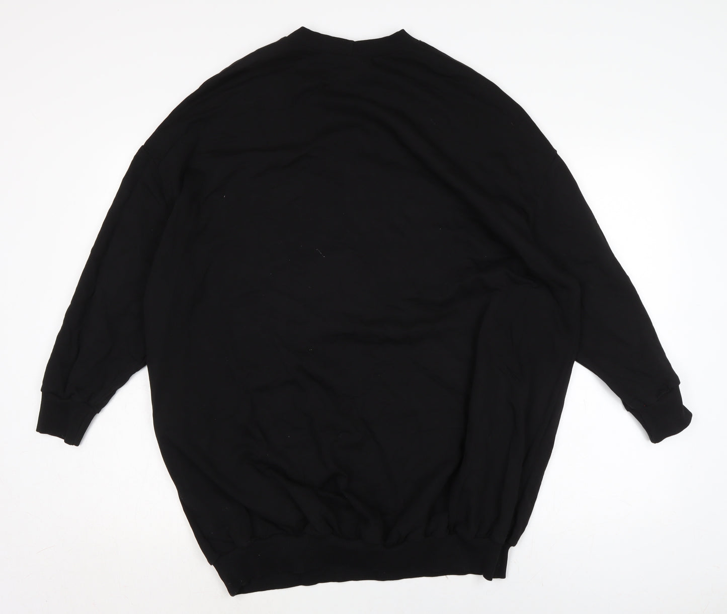 ASOS Womens Black Cotton Jumper Dress Size 10 Crew Neck