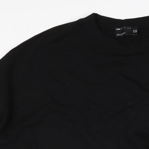 ASOS Womens Black Cotton Jumper Dress Size 10 Crew Neck