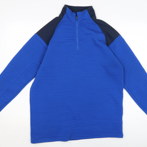 Slazenger Mens Blue Polyester Pullover Casual Size L Mock Neck
