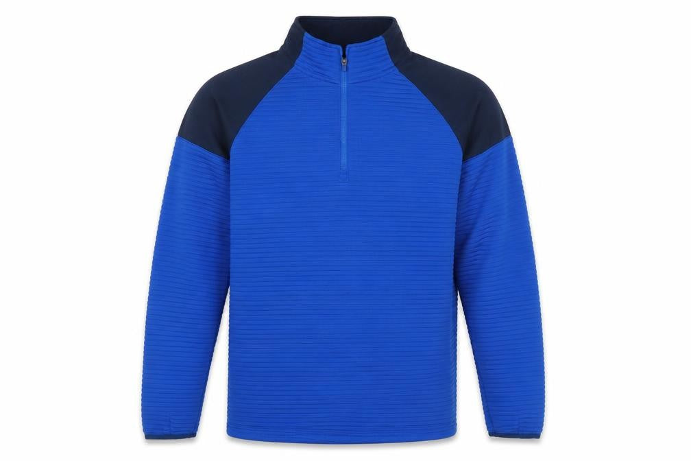 Front view of Slazenger men’s blue polyester pullover casual, size L, mock neck
