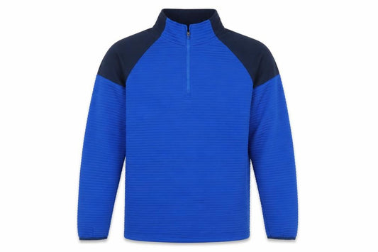 Front view of Slazenger men’s blue polyester pullover casual, size L, mock neck