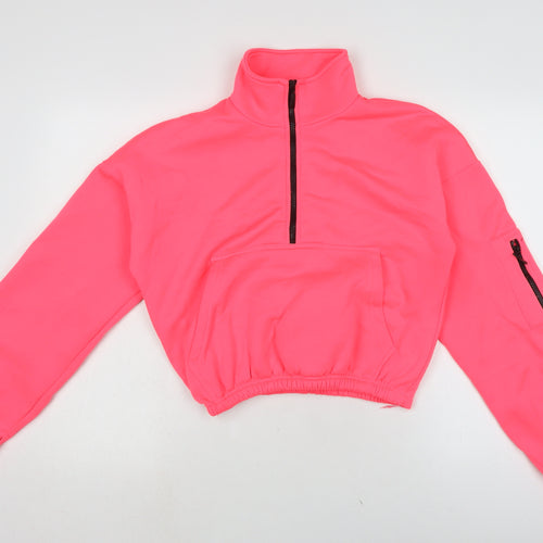 PRETTYLITTLETHING Womens Pink Polyester Pullover Sweatshirt Size S