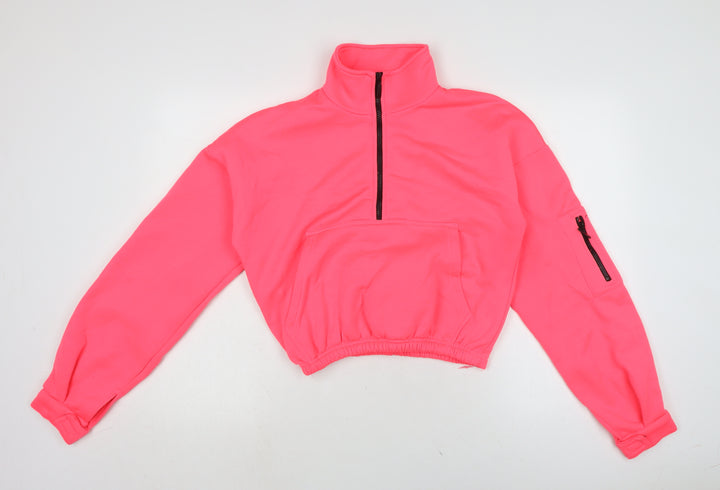 PRETTYLITTLETHING Womens Pink Polyester Pullover Sweatshirt Size S