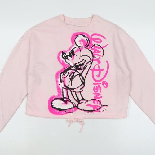 Disney Womens Pink Cotton Pullover Sweatshirt Size XS