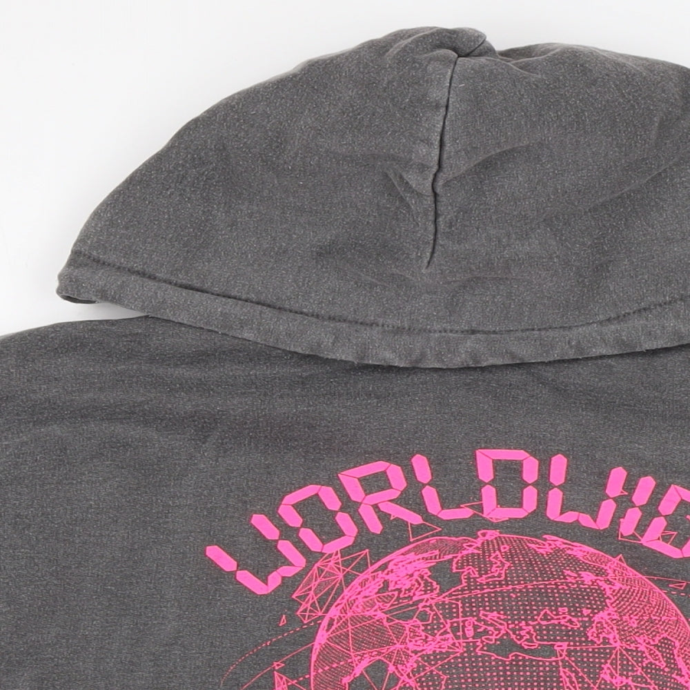PRETTYLITTLETHING Womens Grey Cotton Pullover Hoodie Size L