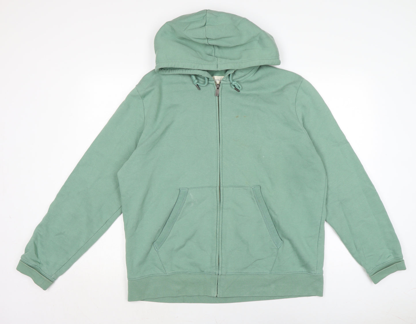 Marks and Spence Womens Green Cotton Full Zip Hoodie Size S
