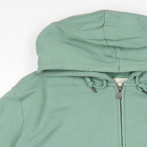 Marks and Spence Womens Green Cotton Full Zip Hoodie Size S