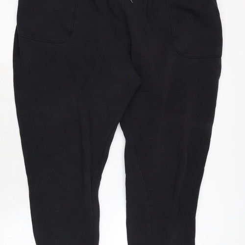 JD Williams Womens Black Cotton Jogger Trousers Size 22 L25 in Regular Tie