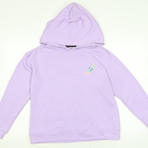 Dragonfly Womens Purple Cotton Pullover Hoodie Size 12