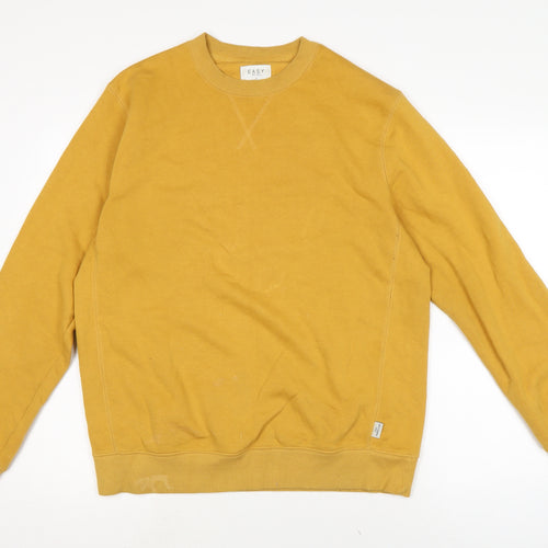 Easy Mens Yellow Cotton Pullover Sweatshirt Size L