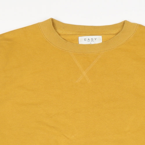 Easy Mens Yellow Cotton Pullover Sweatshirt Size L