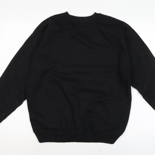 Boohoo Womens Black Cotton Pullover Sweatshirt Size 8