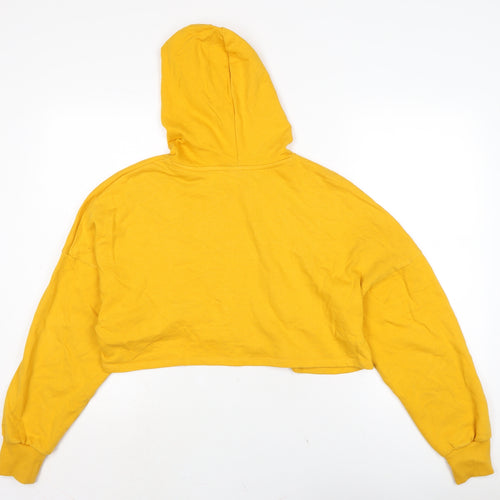 Divided Womens Yellow Cotton Pullover Hoodie Size S