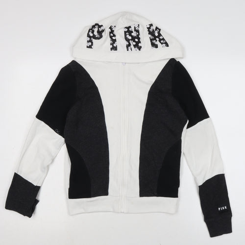 Victoria's Secret Womens White Cotton Full Zip Hoodie Size XS