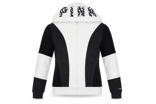 Front view of Victoria's Secret women’s white cotton full zip hoodie, size XS