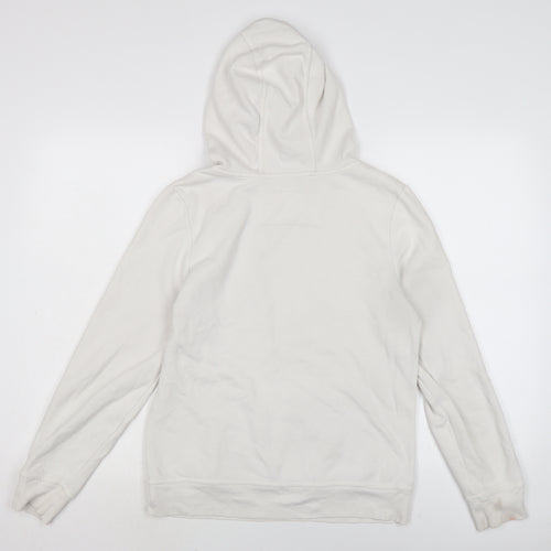 Denim & Co. Womens White Cotton Pullover Hoodie Size 12