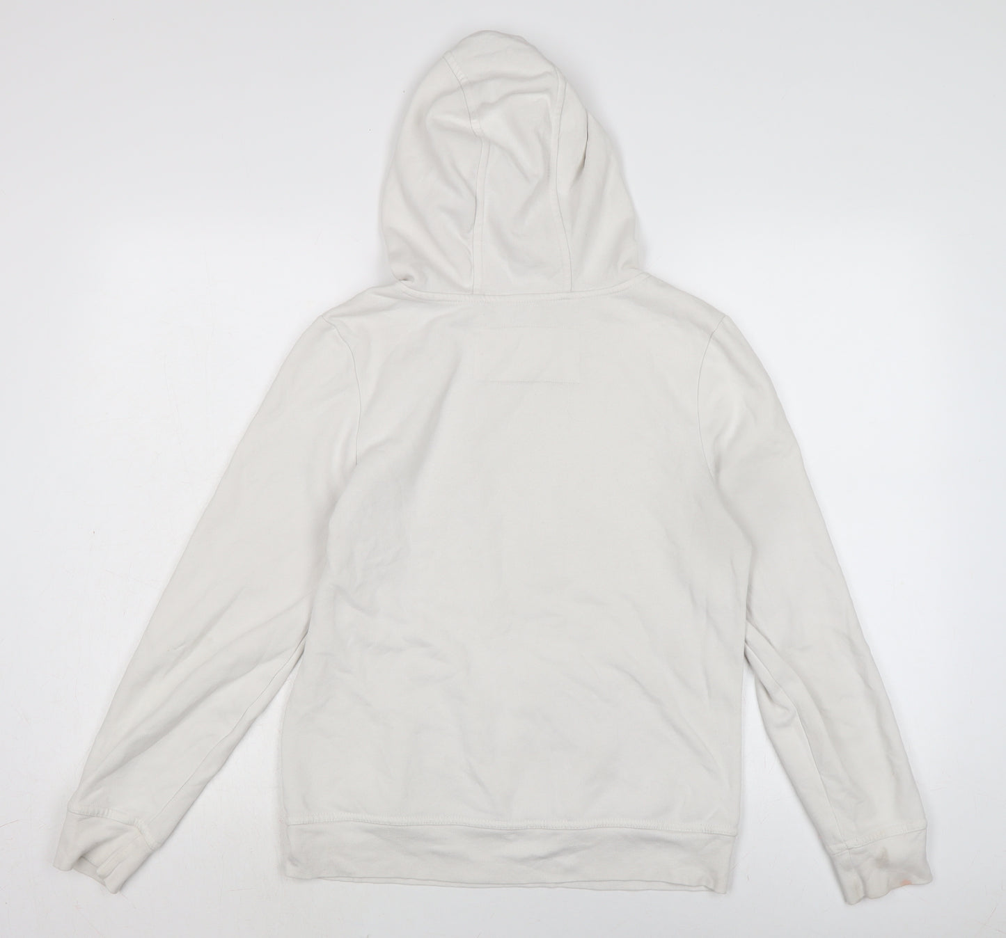 Denim & Co. Womens White Cotton Pullover Hoodie Size 12