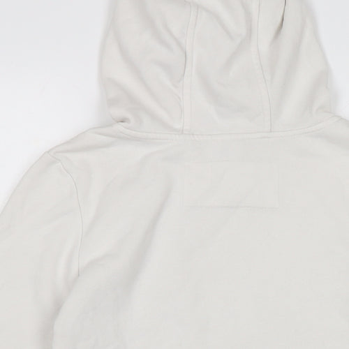 Denim & Co. Womens White Cotton Pullover Hoodie Size 12