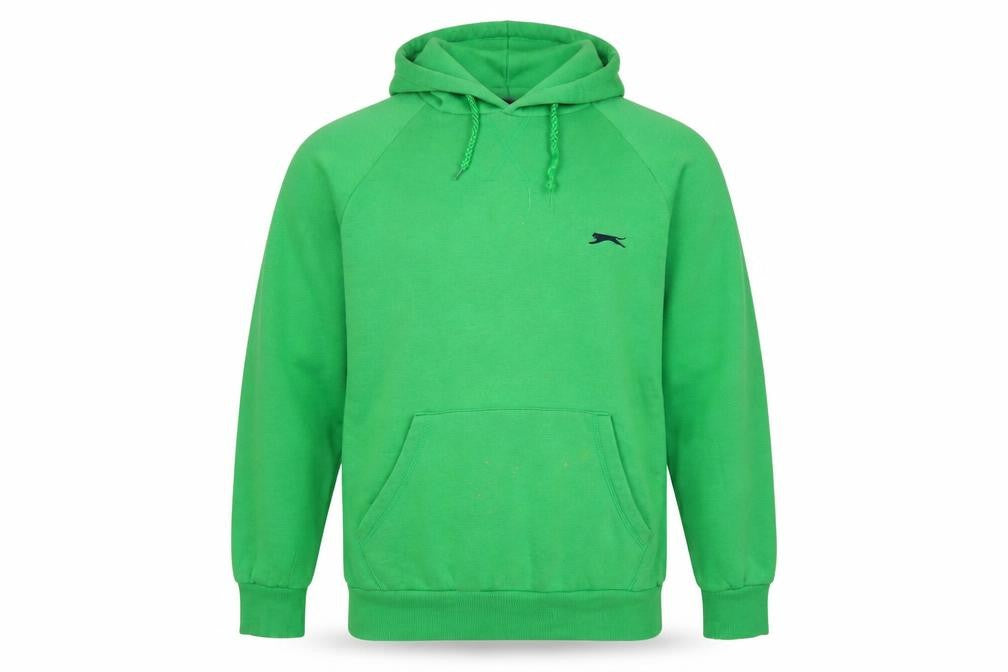 Front view of Slazenger men’s green cotton pullover hoodie, size L